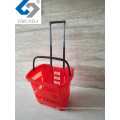 30L Plastic Rolling Shopping Basket with Two Handles